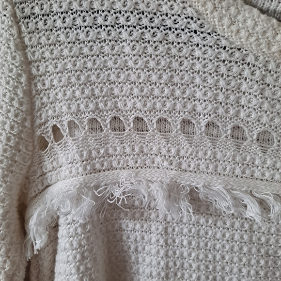 J. Crew Fringe Crochet White Sweater - Picture 6 of 7